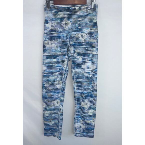 Lululemon Women Wunder Under Blurry Belle Blue Abstract Cropped Leggings Size 4? - Picture 1 of 5